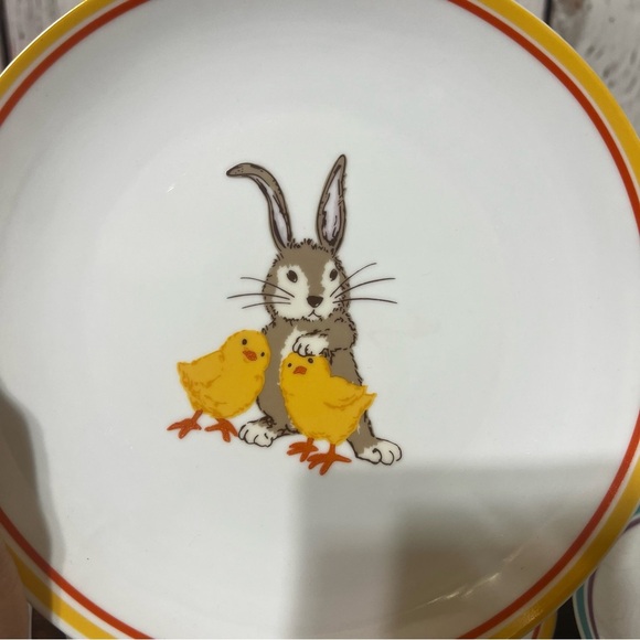 WORLD MARKET easter themed 8pc of 8” Colorful Rabbit Design Dinner Plates Set - Picture 9 of 11